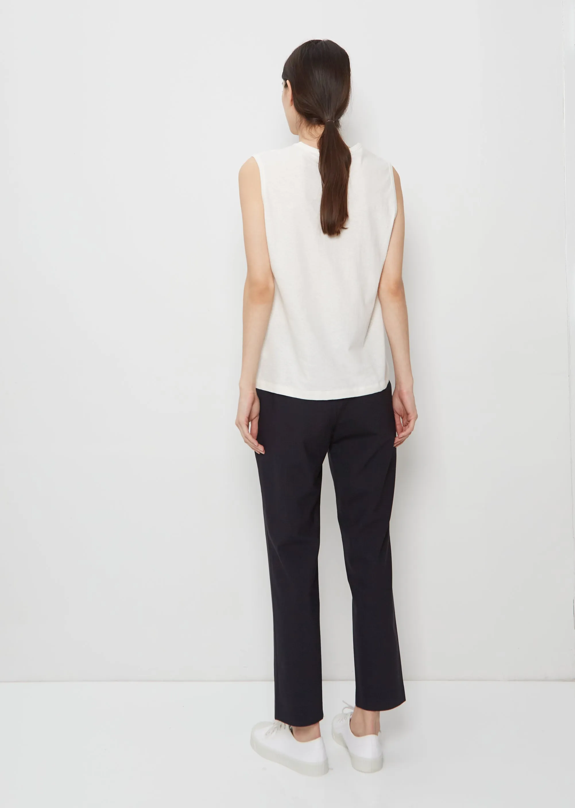 Muscle Cotton Linen Tank Top — White
