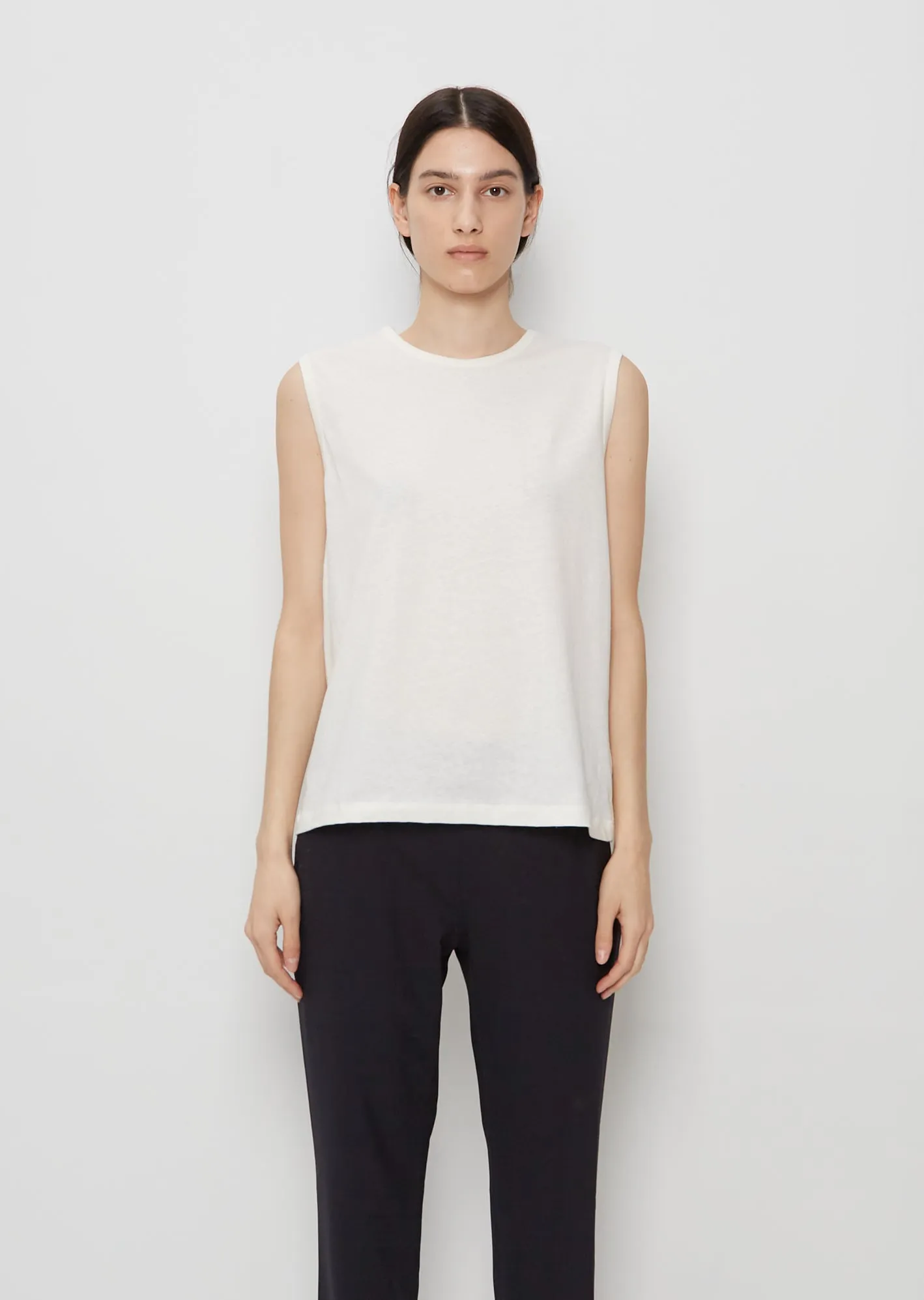 Muscle Cotton Linen Tank Top — White