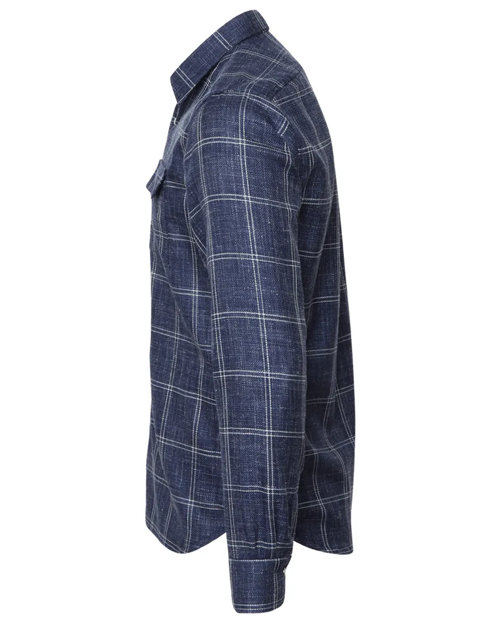 Navy and White Windowpane Overshirt