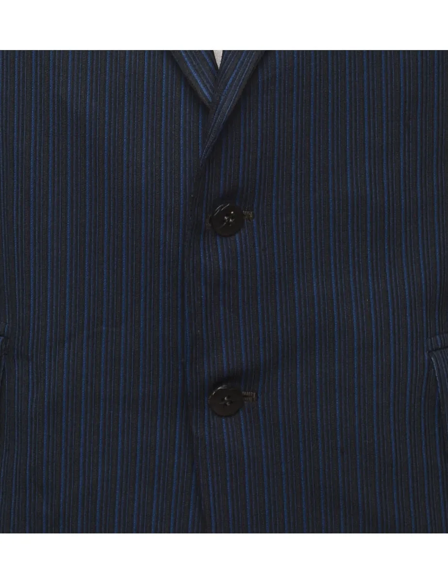 Navy Striped Classic Blazer - M