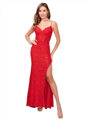 Nina Canacci 1568 Sheer Lace Corset Formal Dress Slit Prom Evening Gown Sequin Crystal V Neck