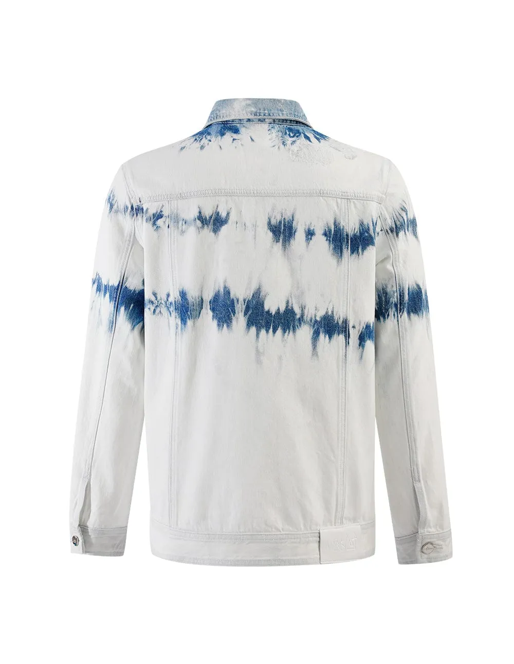 Oversize Bleach Tie-Dyed Ripped Denim Jacket