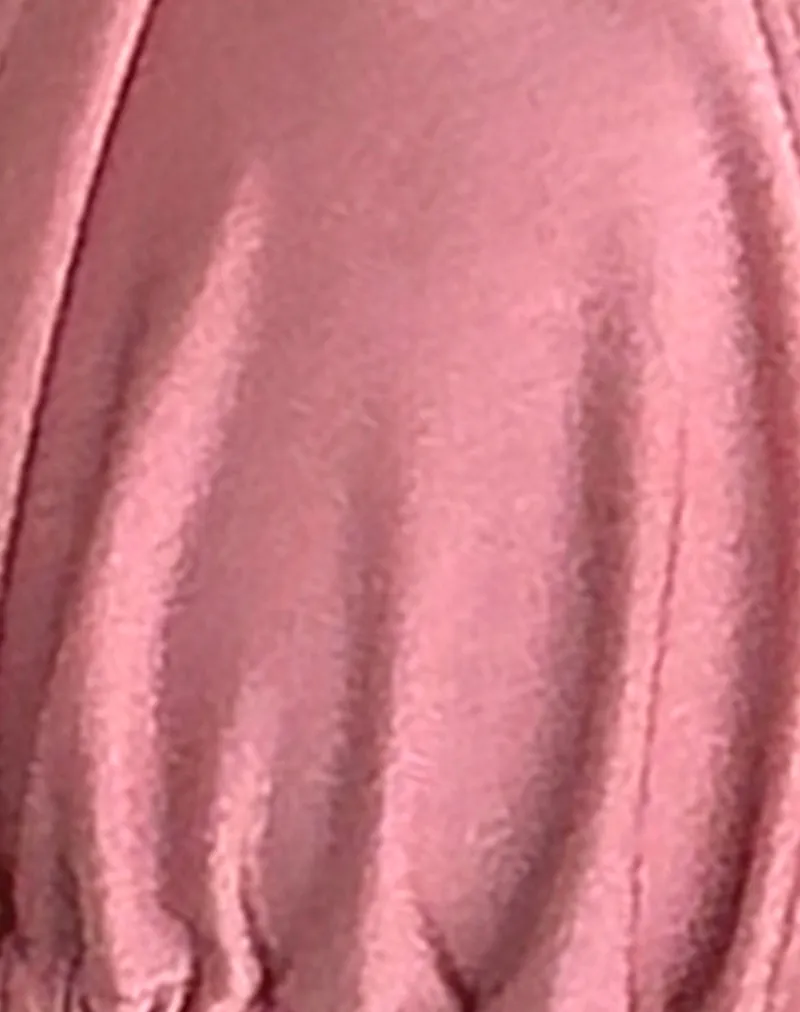 Pami Bikini Top in Pink Shimmer with Black Bow