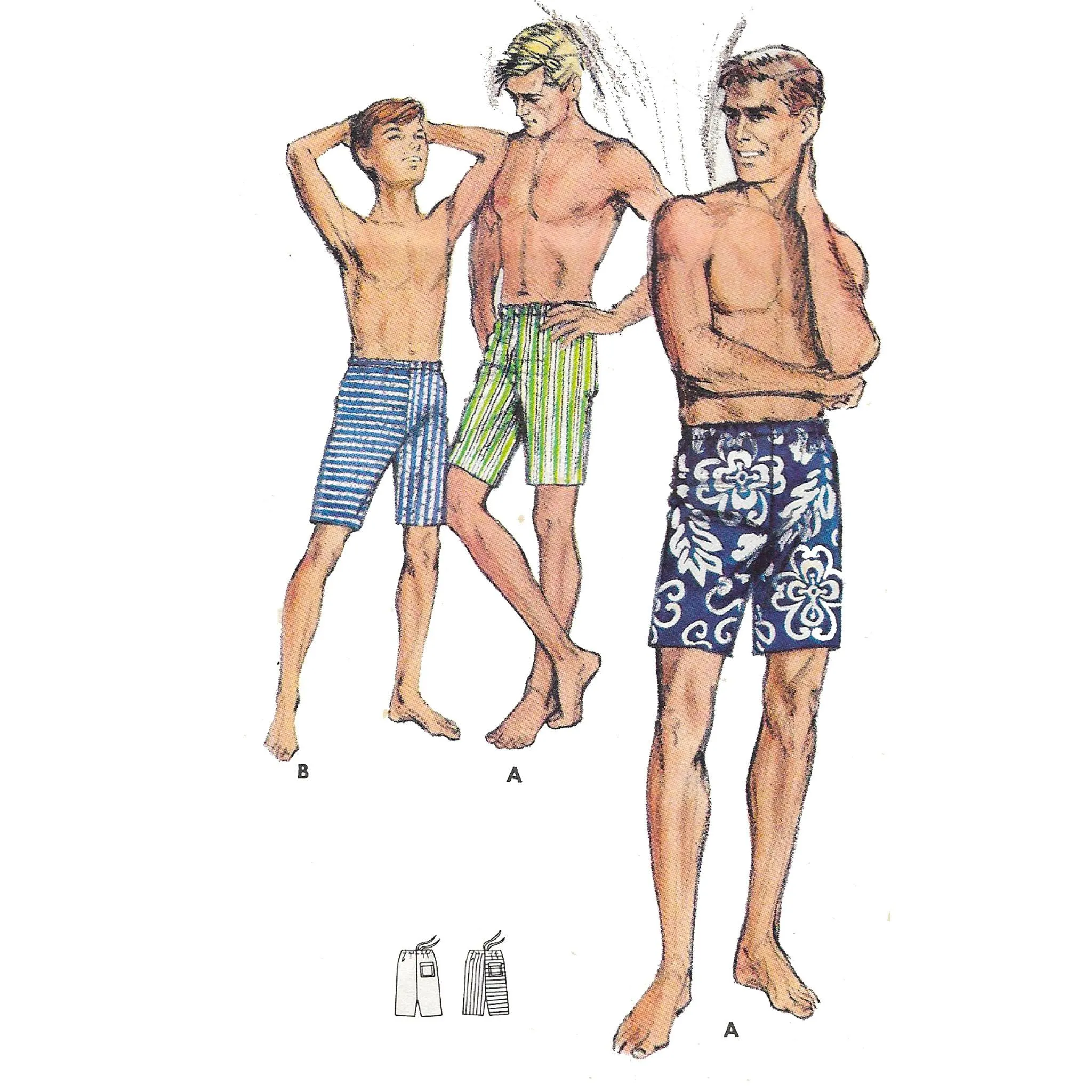 PDF - Vintage 1960s Pattern, Men’s or Boy’s Shorts -  Waist 32” – 34” – 36” (81.3cm – 86.4cm – 91.4cm) - Instantly  Print at Home