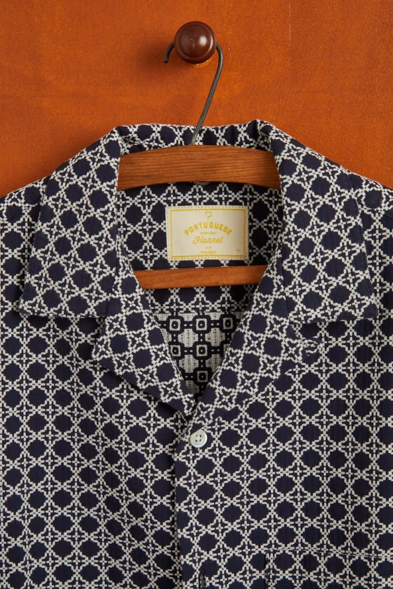 Portuguese Flannel Tile Shirt (White/Navy)