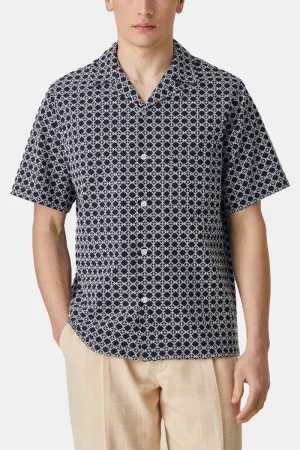 Portuguese Flannel Tile Shirt (White/Navy)