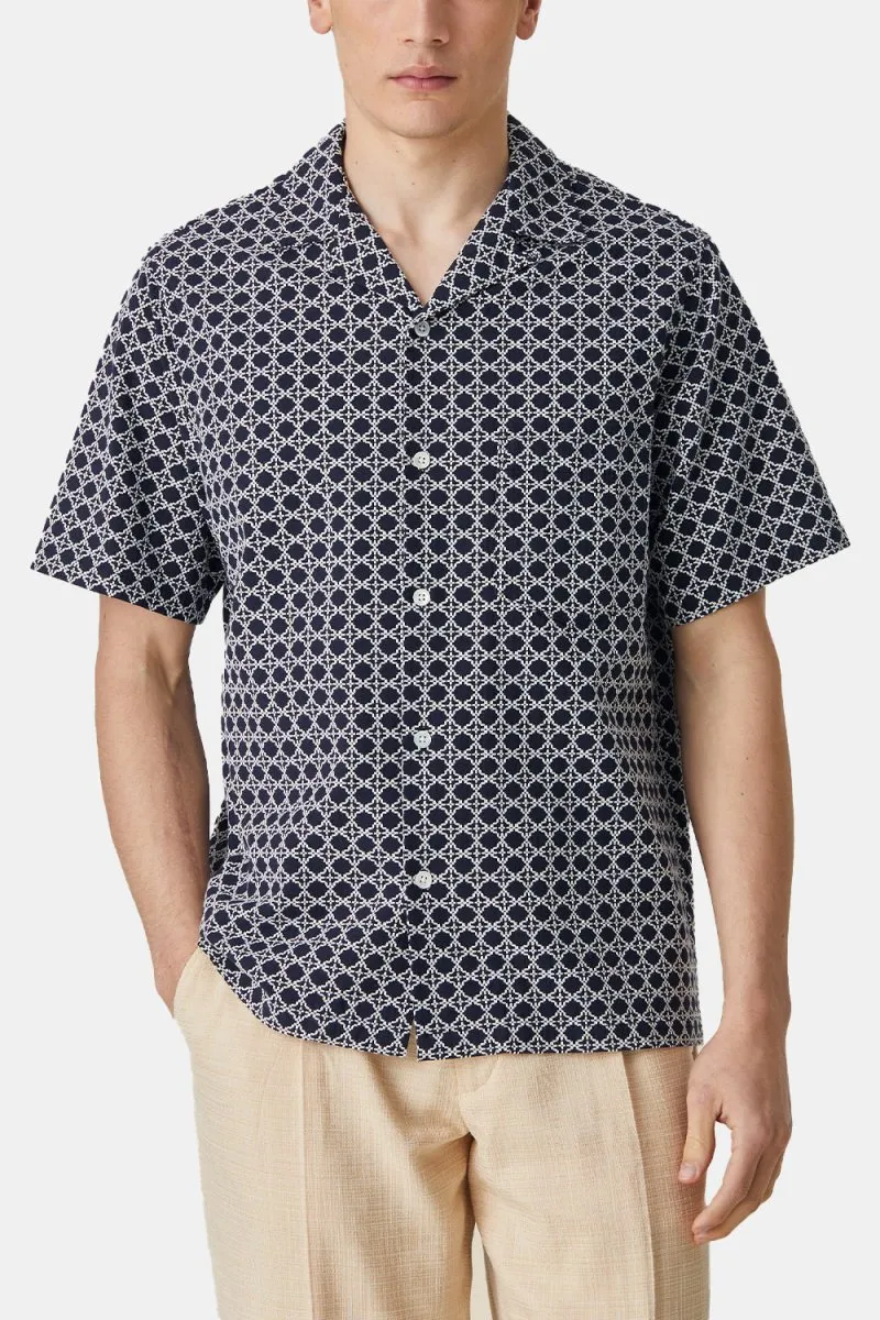 Portuguese Flannel Tile Shirt (White/Navy)