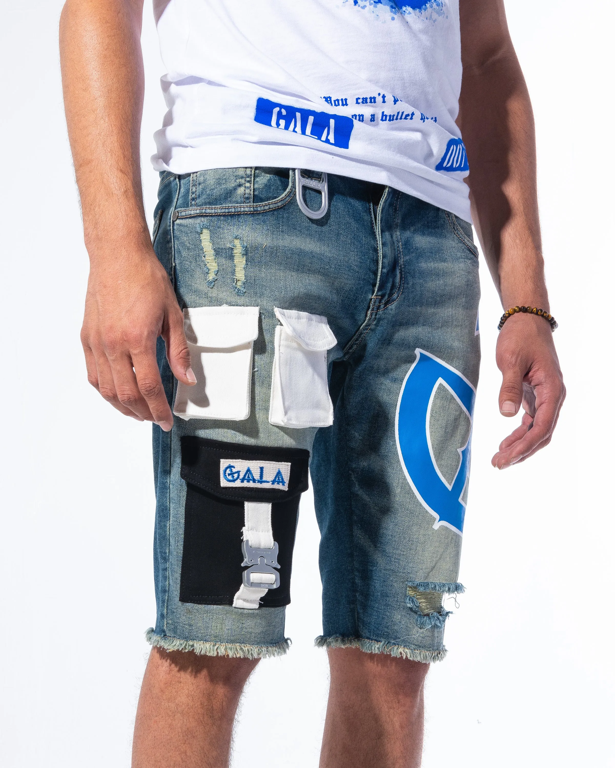 "IMPACT SHORTS" STONE/BLUE