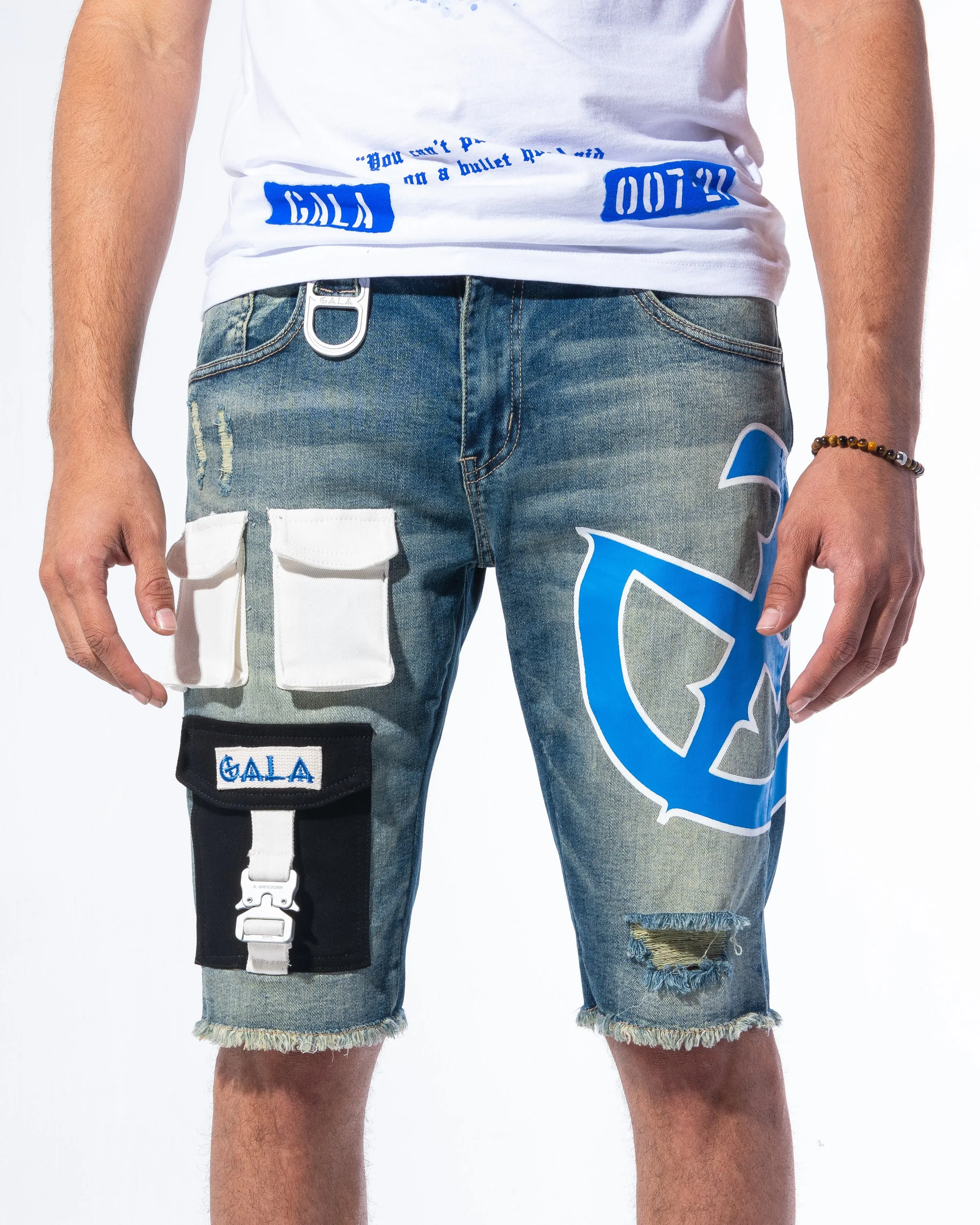 "IMPACT SHORTS" STONE/BLUE
