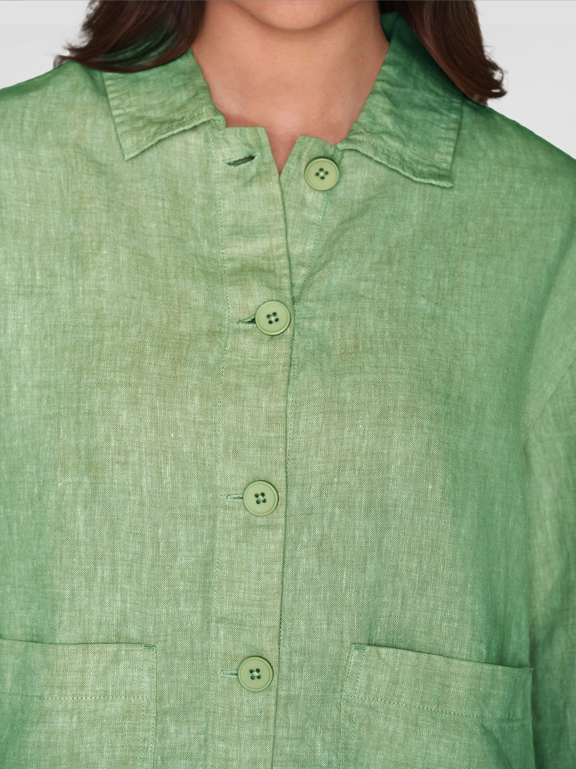 Regular linen overshirt - GOTS/Vegan - Shale Green