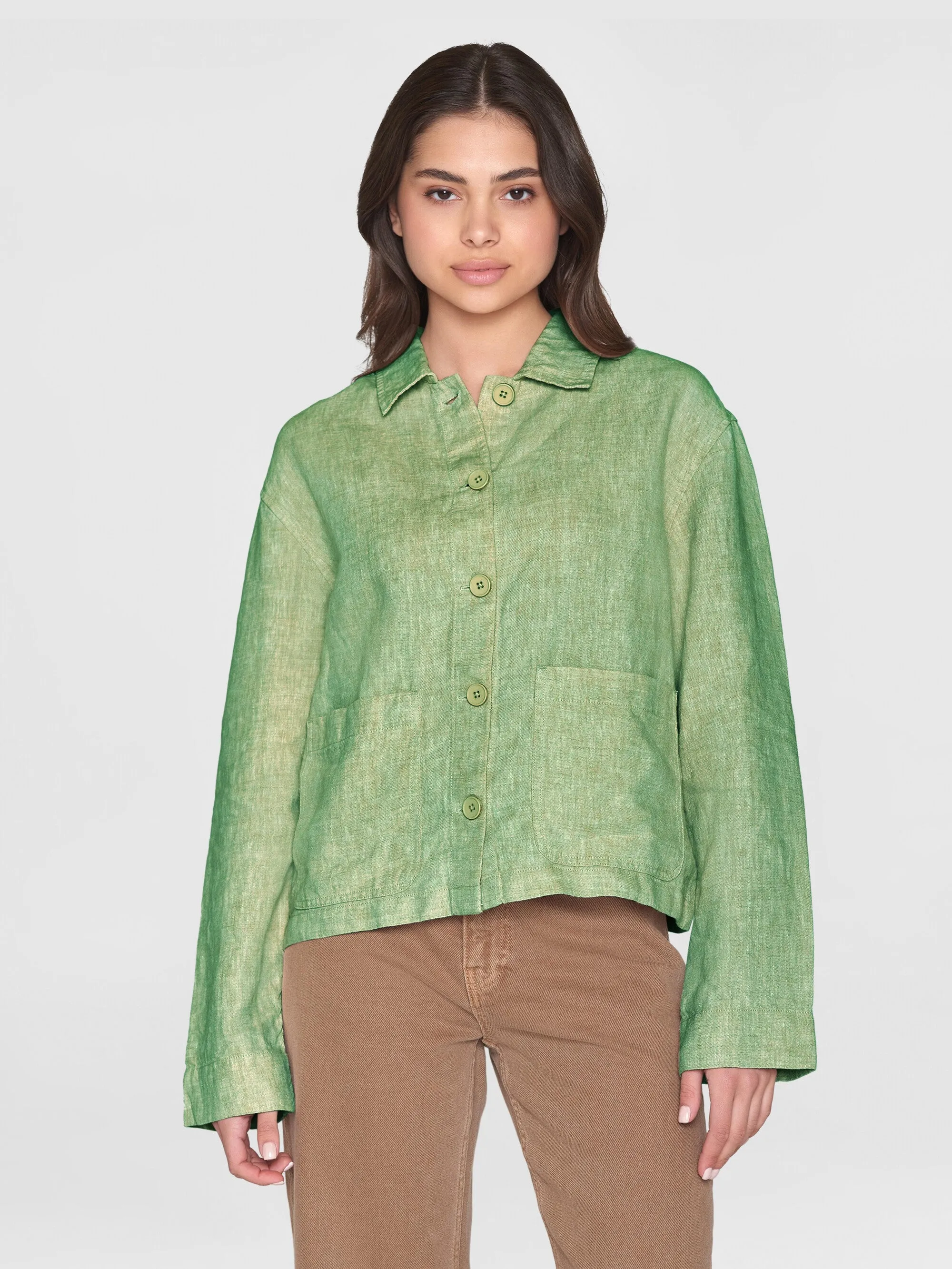 Regular linen overshirt - GOTS/Vegan - Shale Green