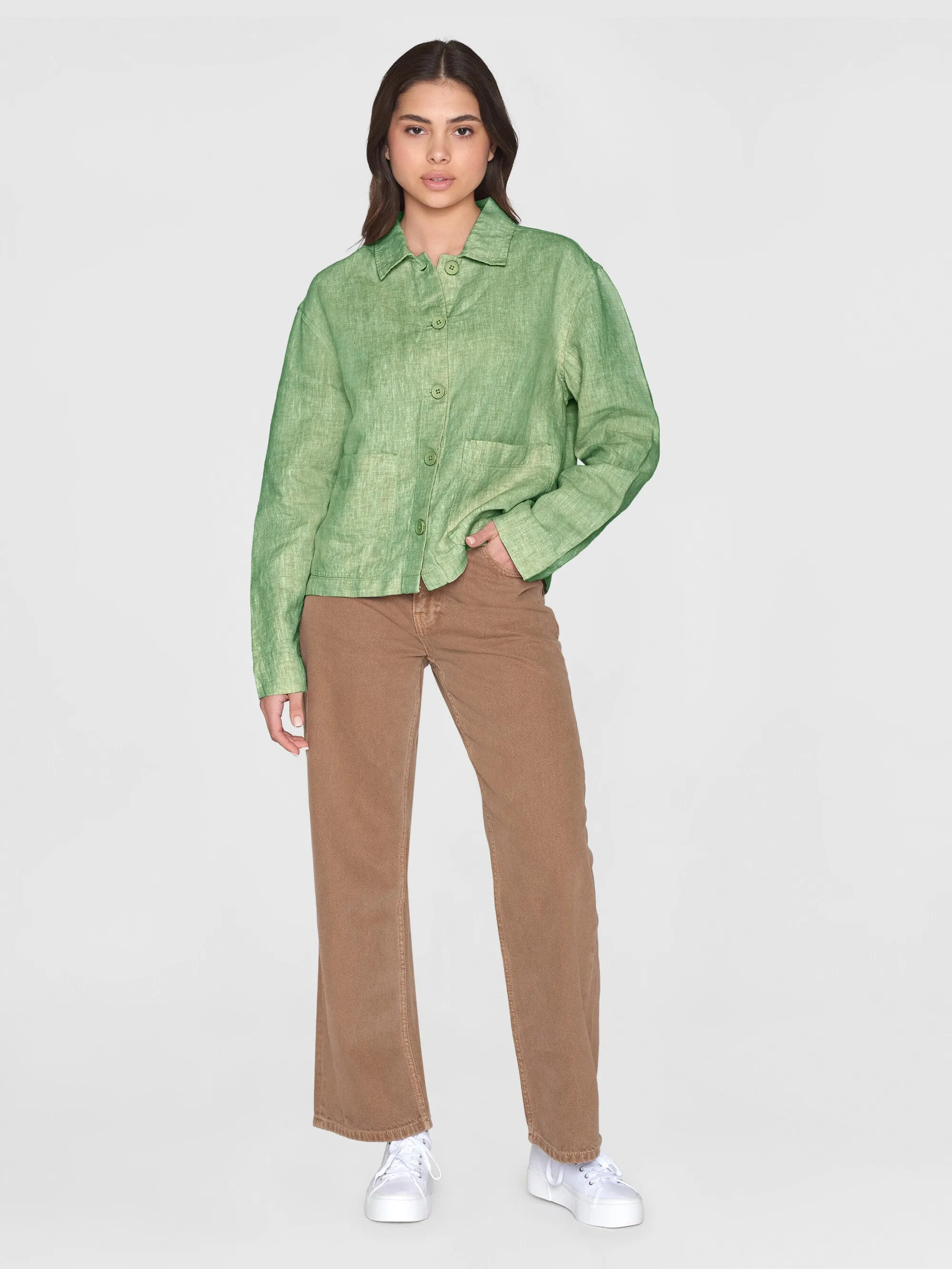 Regular linen overshirt - GOTS/Vegan - Shale Green