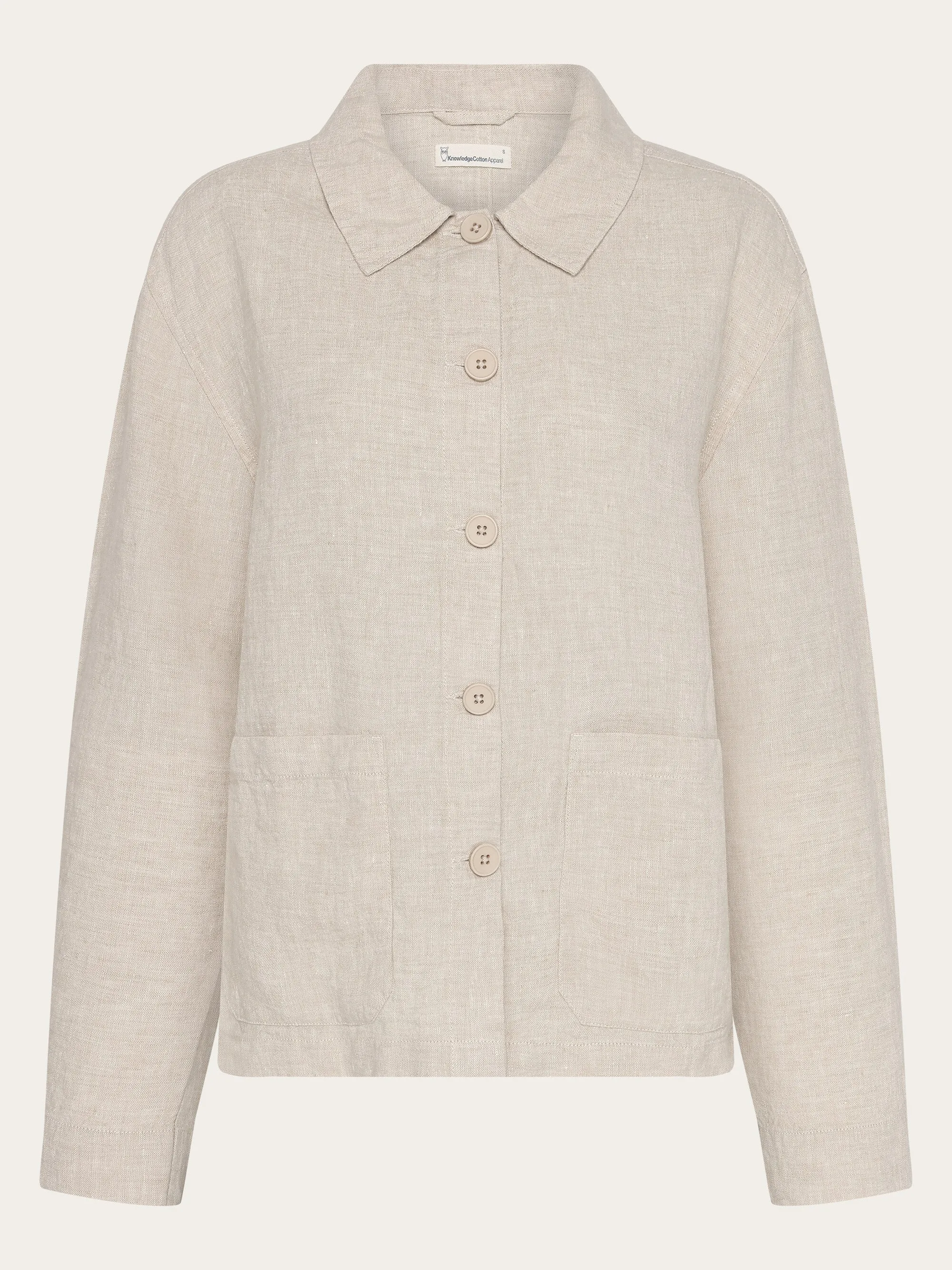 Regular linen overshirt - GOTS/Vegan - Yarndyed - Light feather gray