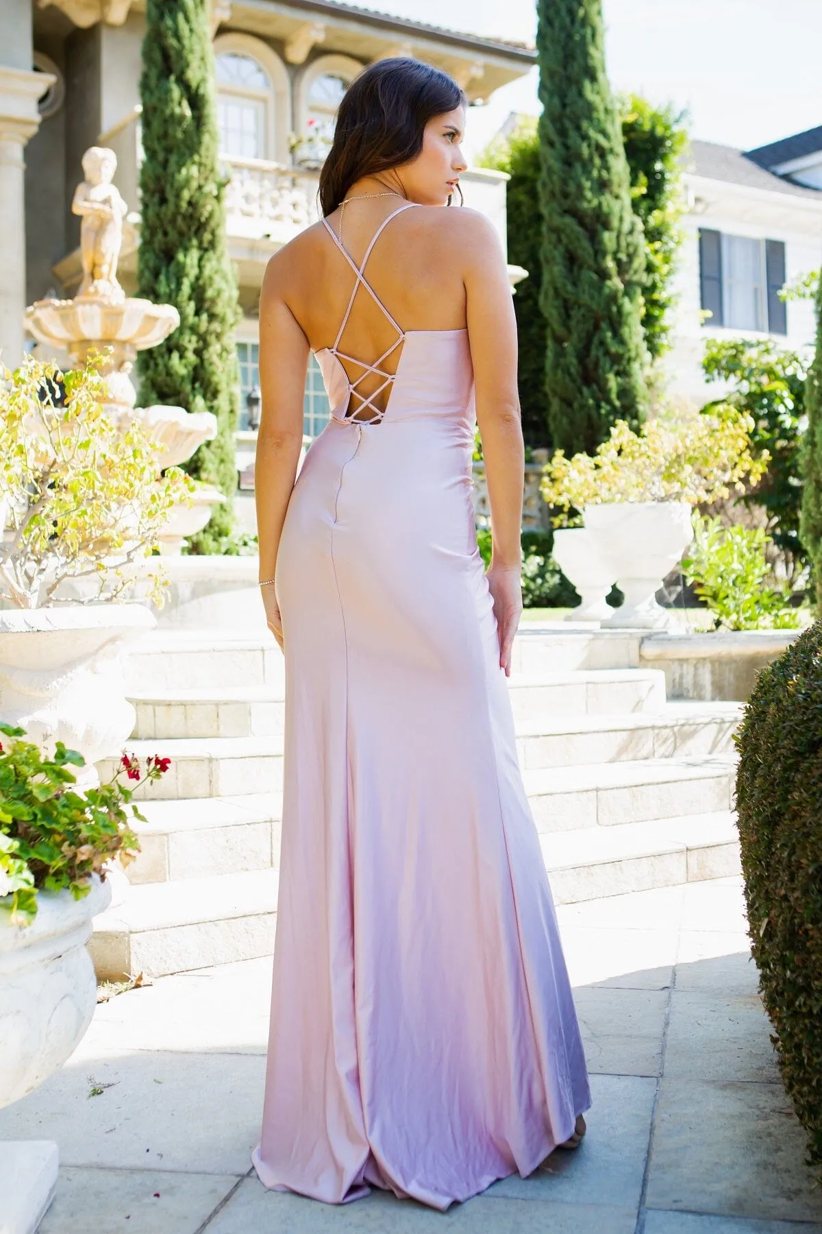 Satin Cowl Corset Gown by Cinderella Couture 8035J