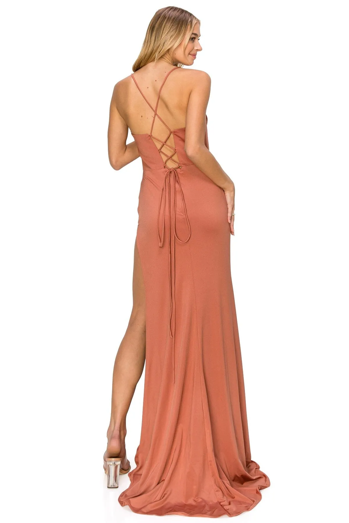 Satin Cowl Corset Gown by Cinderella Couture 8035J