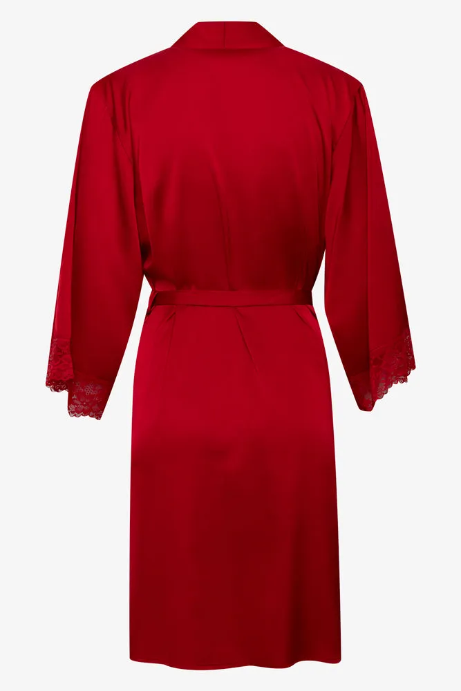 Satin Kimono Sleeve Summer Gown Red