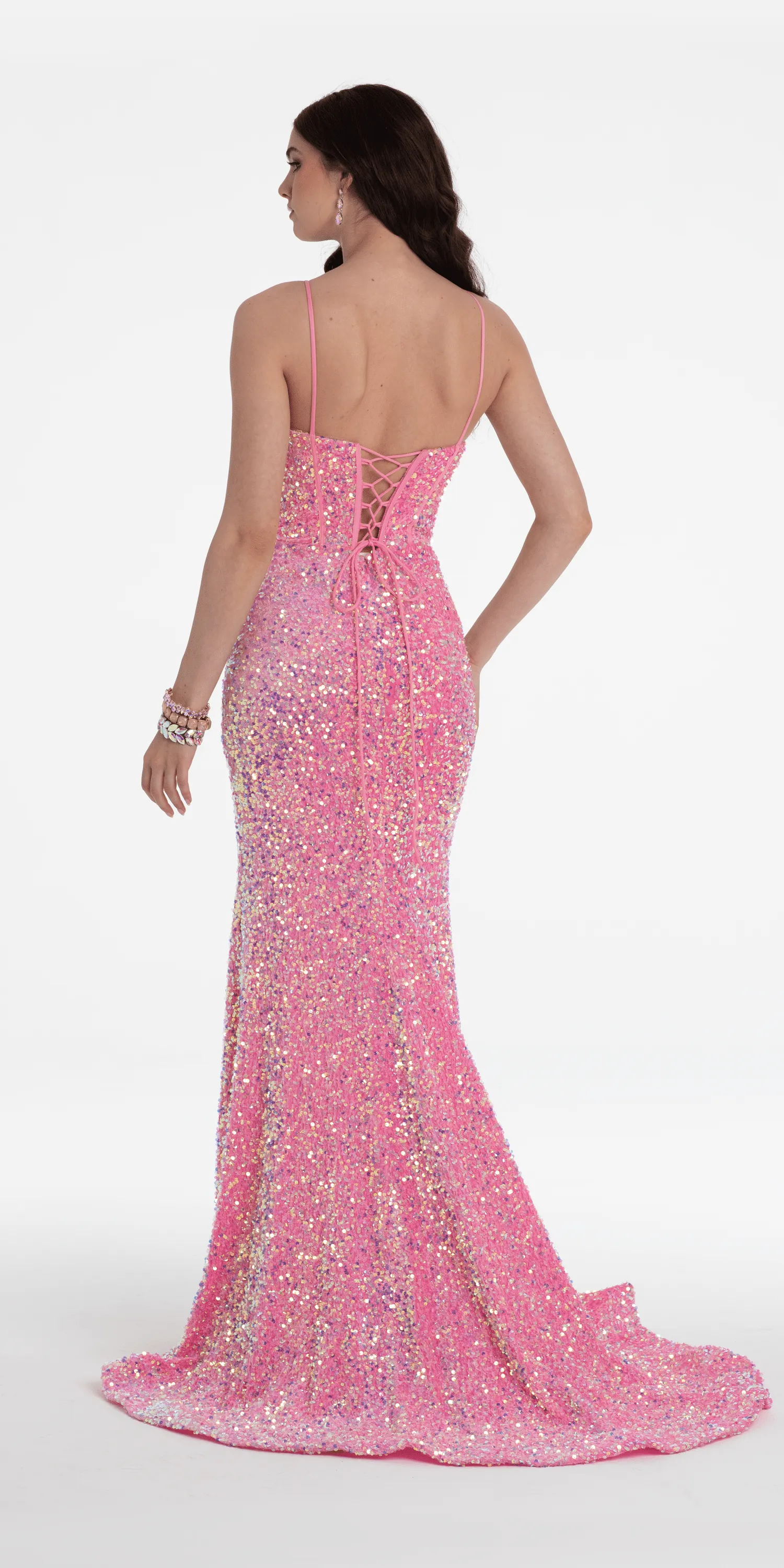 Sequin Velvet Drape Column Dress