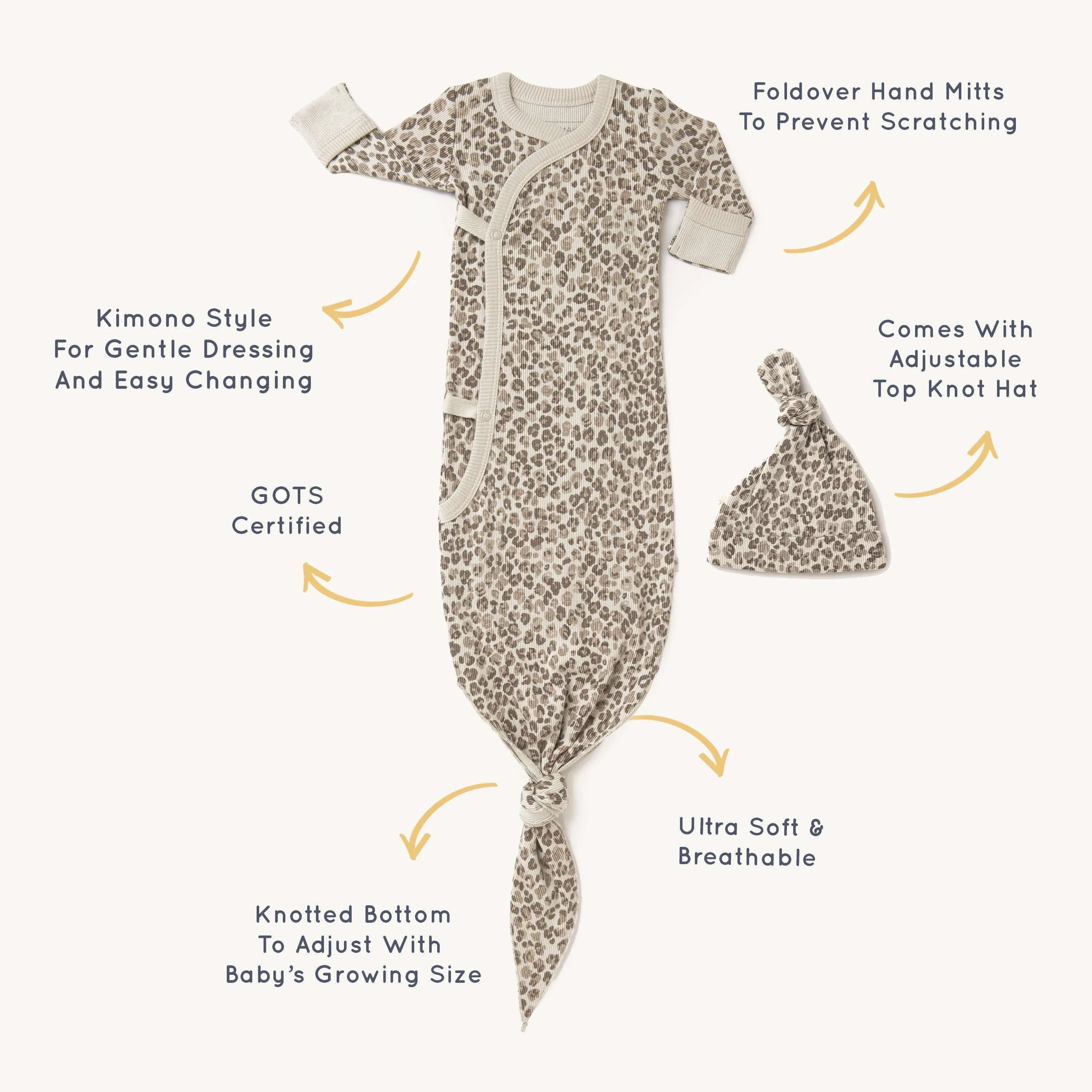 Spotted | Organic Baby Sleep Gown Knotted