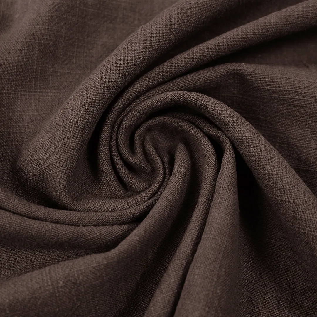 stonewashed ramie mid-weight textured woven - chocolate