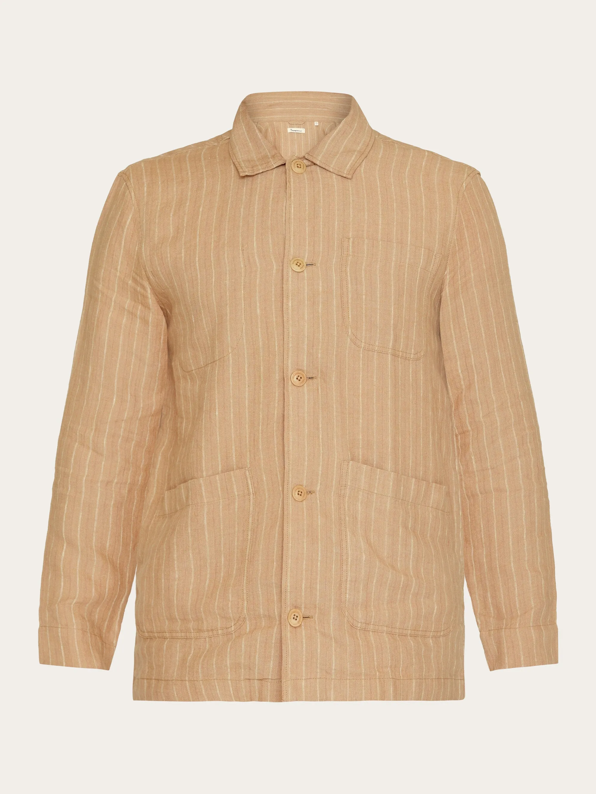 Striped linen overshirt - Beige stripe