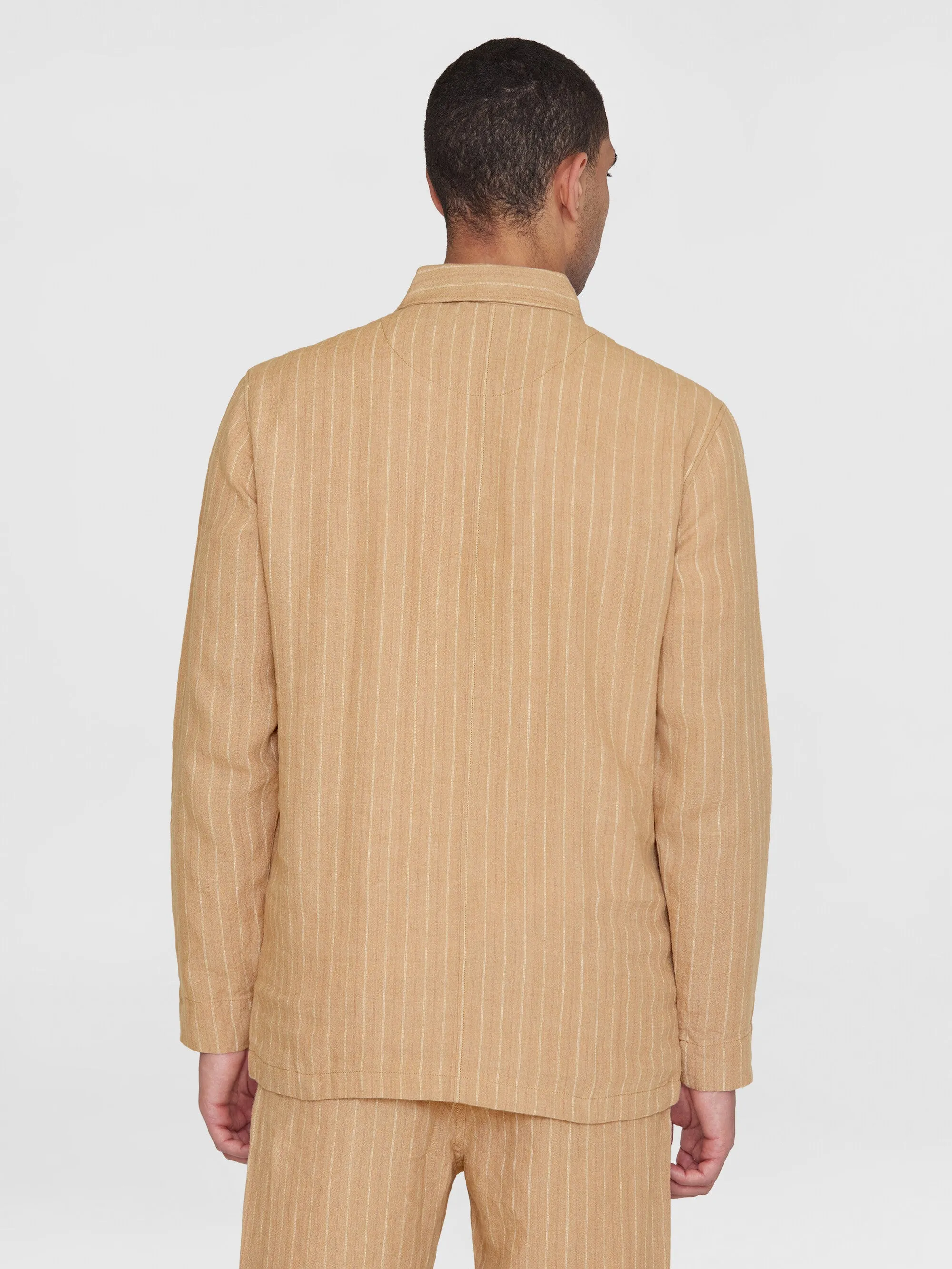 Striped linen overshirt - Beige stripe