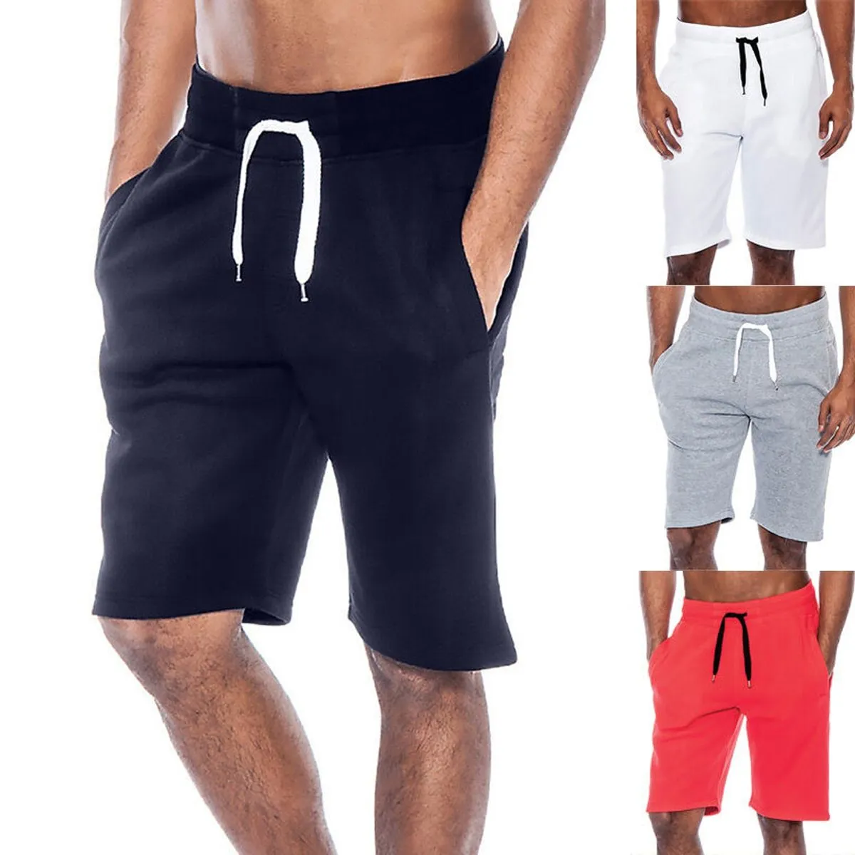 Summer Men Casual Tech Fleece Shorts Baggy Gym Sport Jogger Sweat
