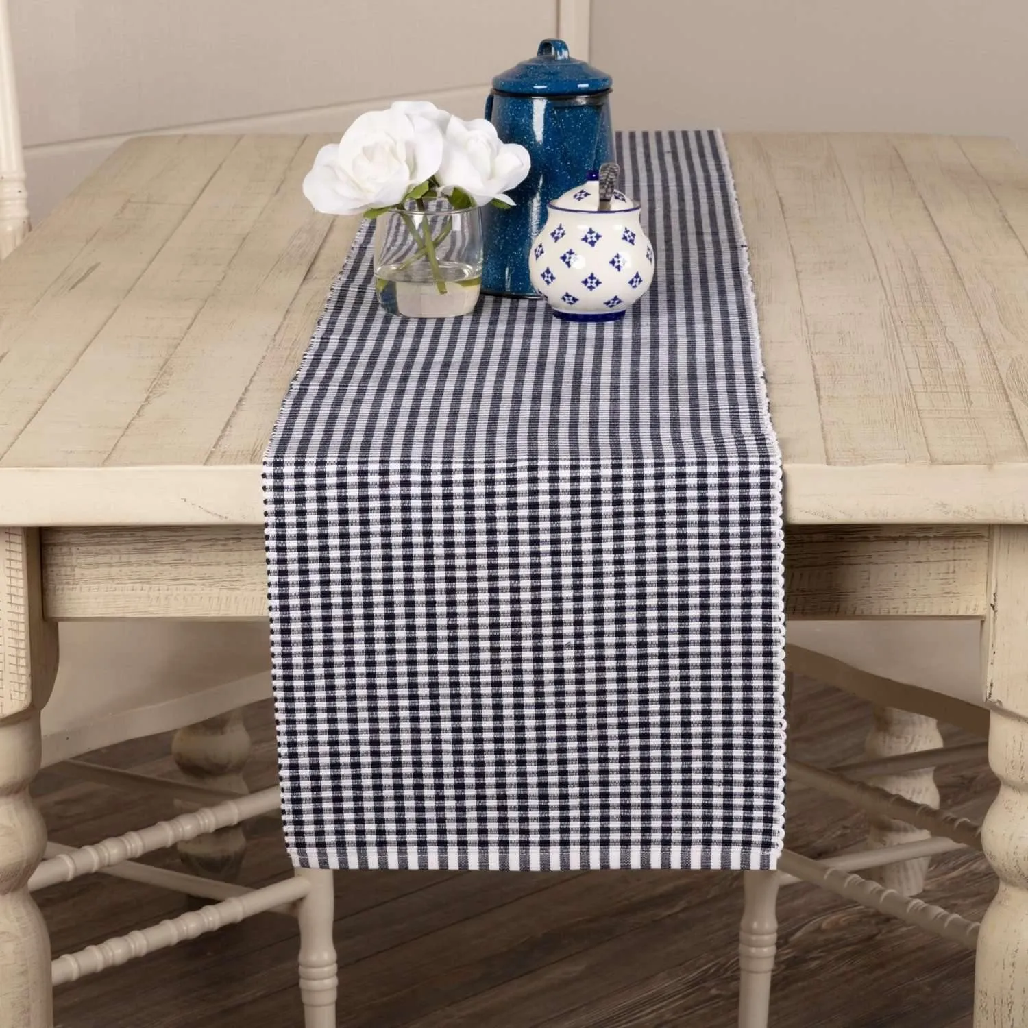 Tara Navy Ribbed Runner 13x90 VHC Brands