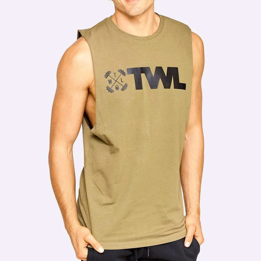 The WOD Life - Men's Classics Gunship Muscle Tank - Khaki/Black