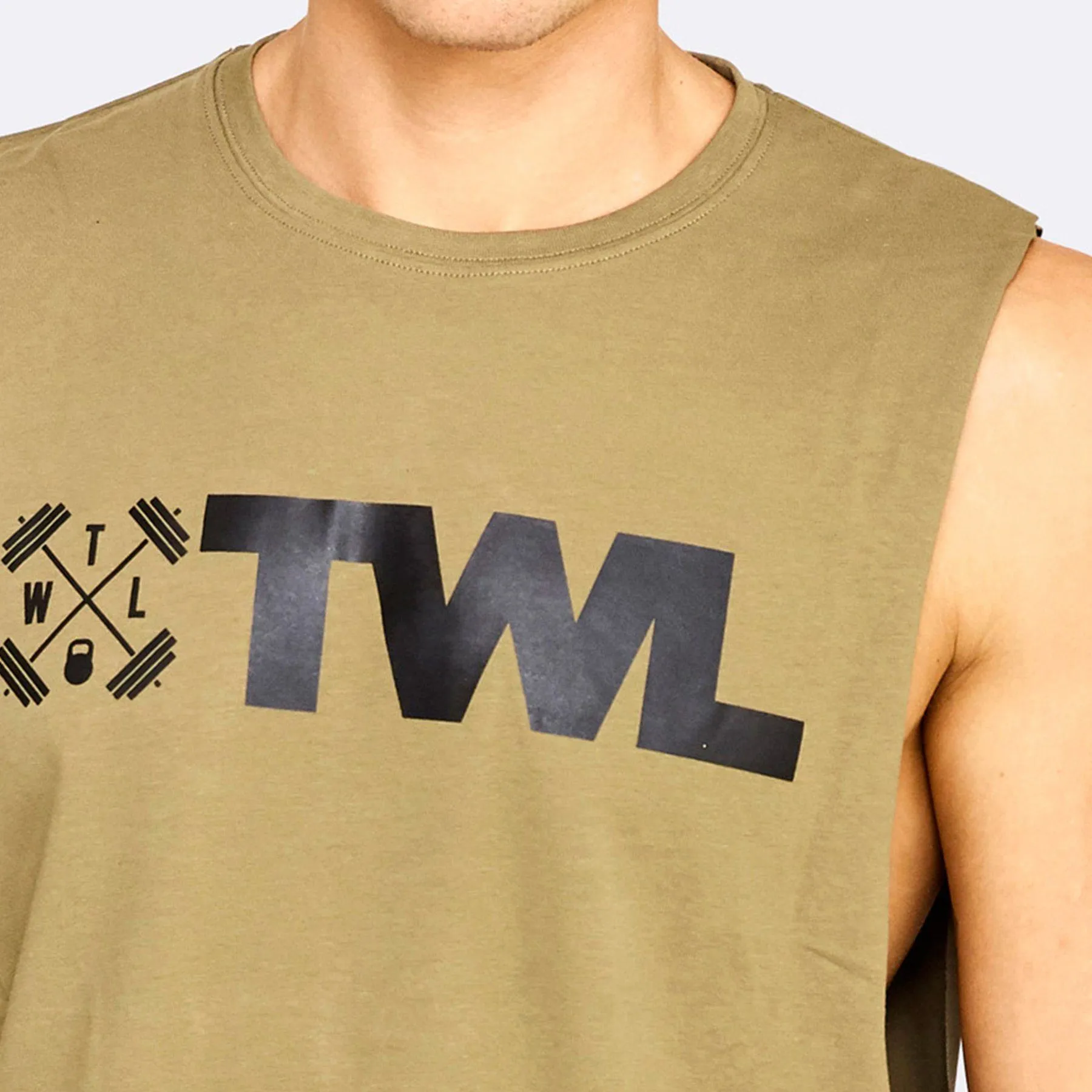 The WOD Life - Men's Classics Gunship Muscle Tank - Khaki/Black