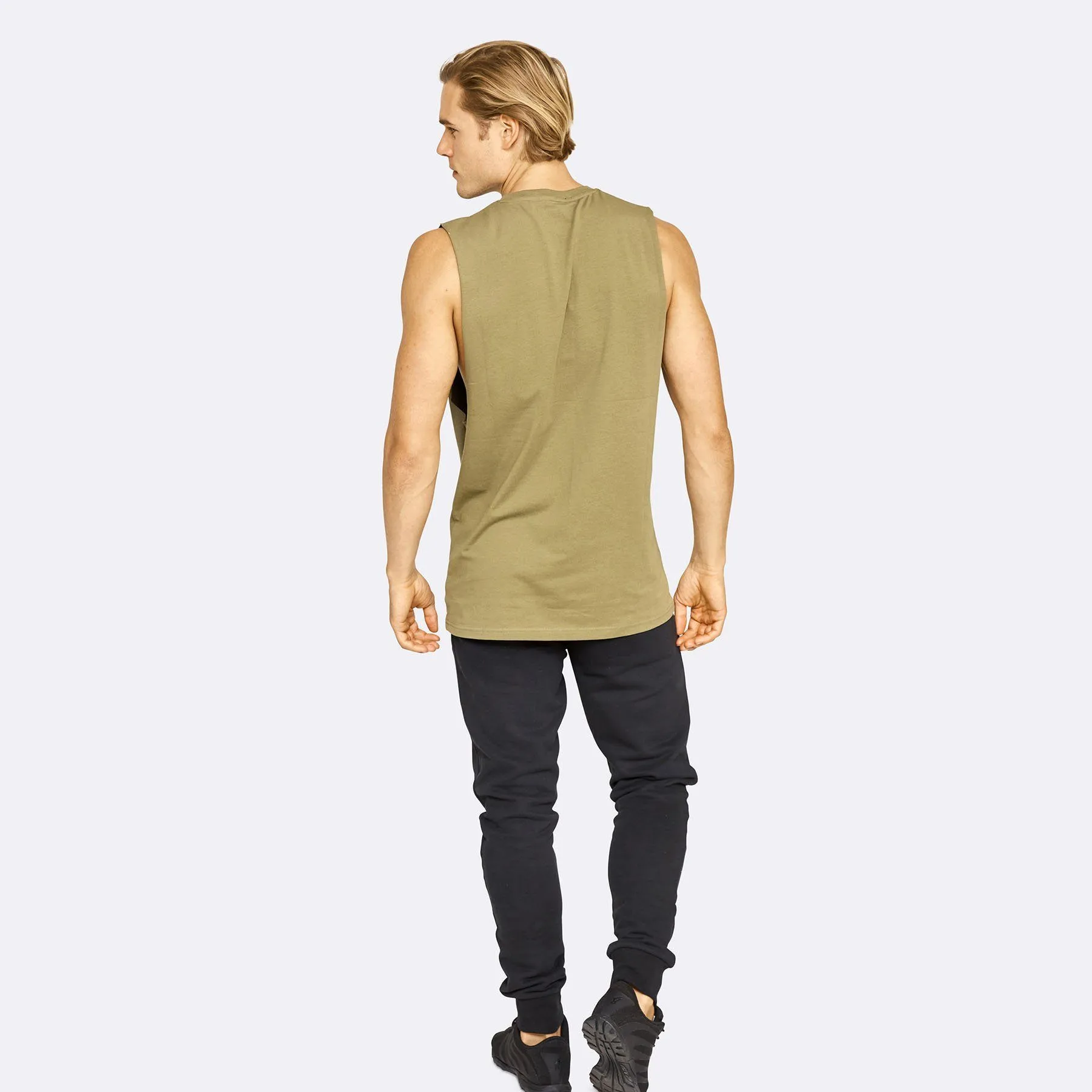 The WOD Life - Men's Classics Gunship Muscle Tank - Khaki/Black