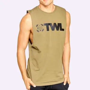 The WOD Life - Men's Classics Gunship Muscle Tank - Khaki/Black