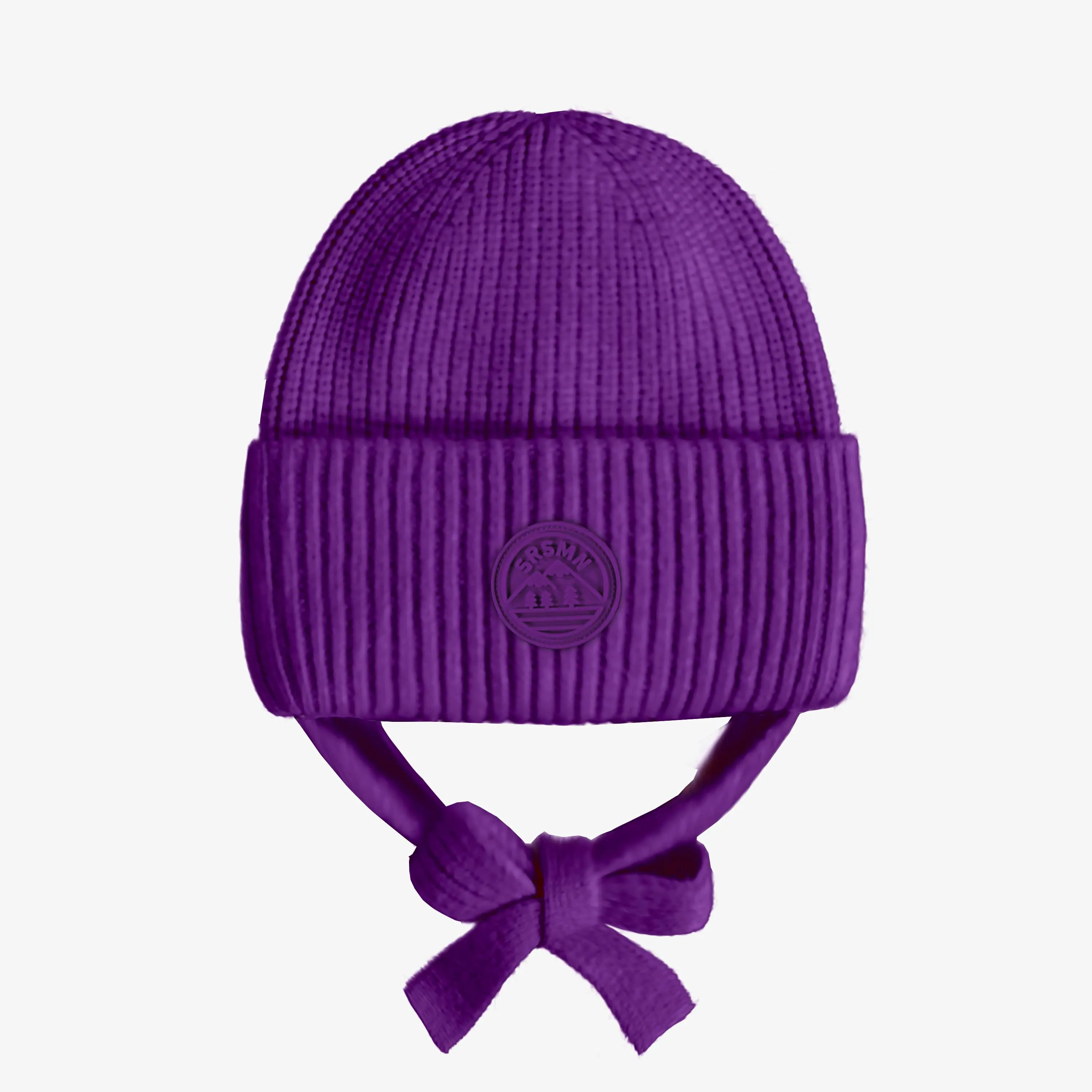 Tuque en tricot mauve foncé, bébé || Dark purple knitted toque, baby