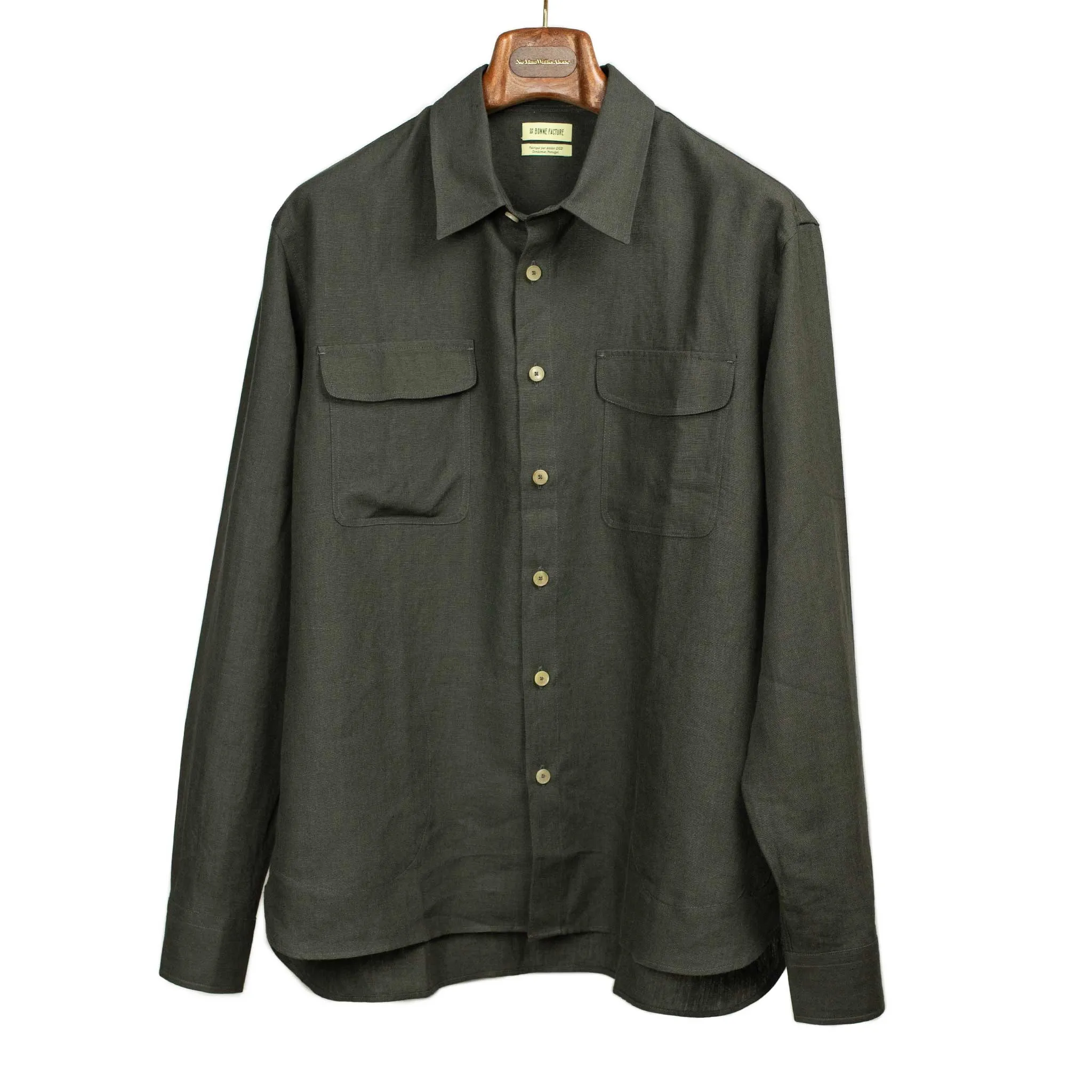 Two pocket overshirt in arabica Belgian linen