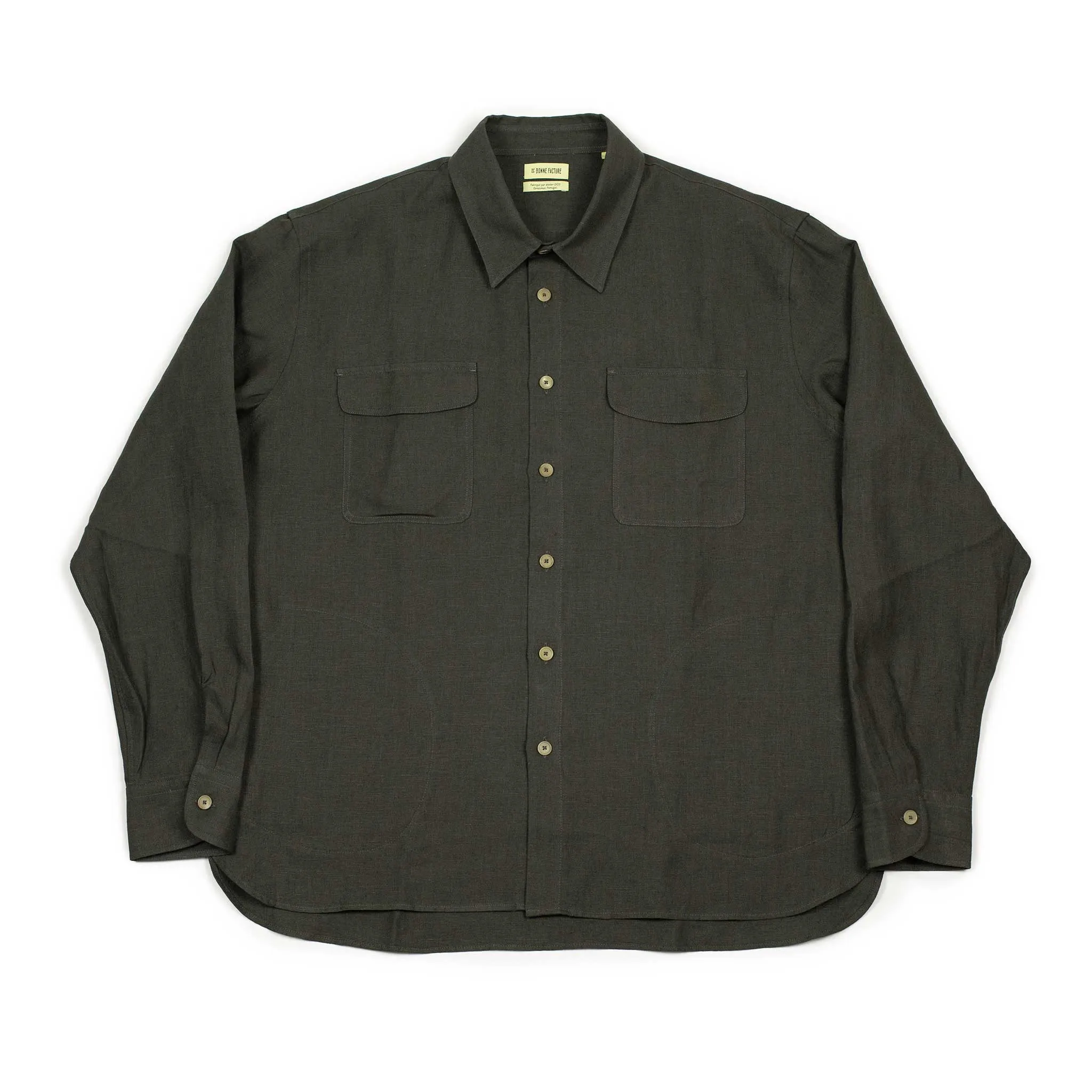 Two pocket overshirt in arabica Belgian linen