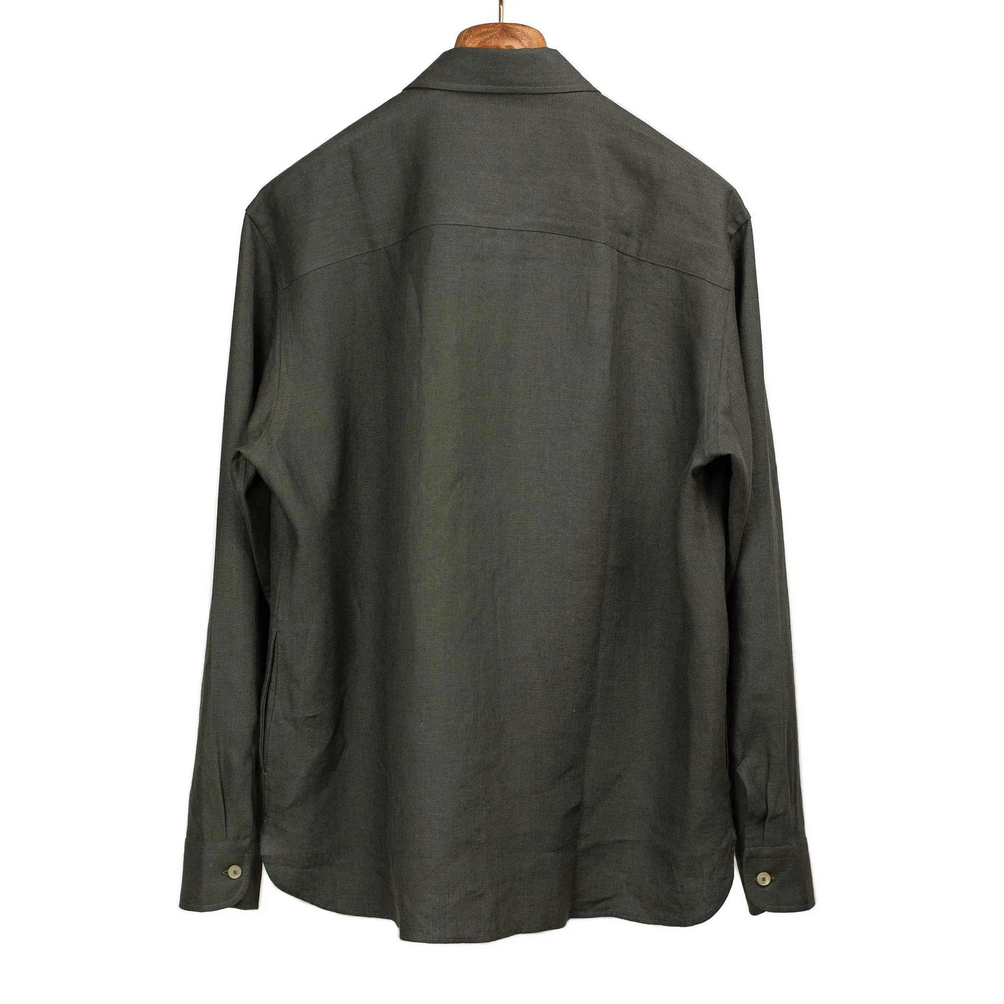 Two pocket overshirt in arabica Belgian linen