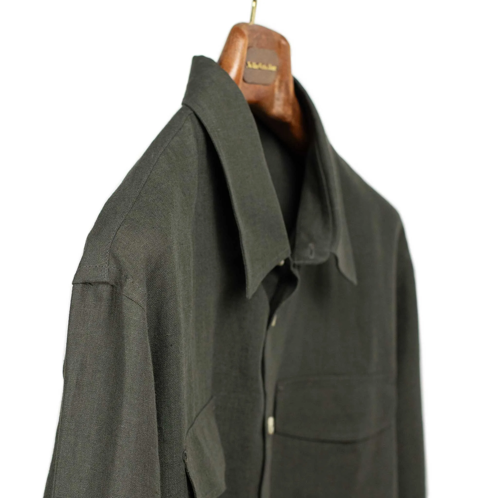 Two pocket overshirt in arabica Belgian linen