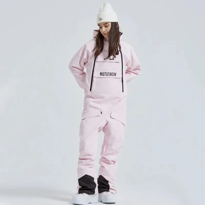 Unisex Ski Onesie Overalls Winter Hooded One-piece Snow Jumpsuits 