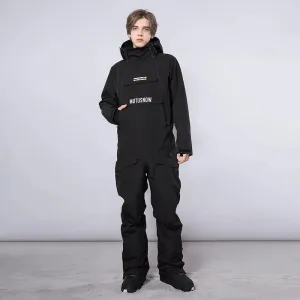 Unisex Ski Onesie Overalls Winter Hooded One-piece Snow Jumpsuits 