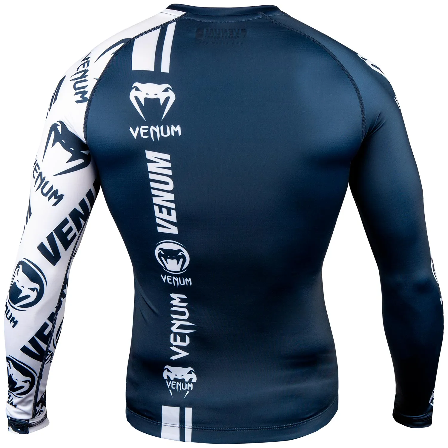 Venum Logos Rashguard - Long Sleeves - Navy Blue/White