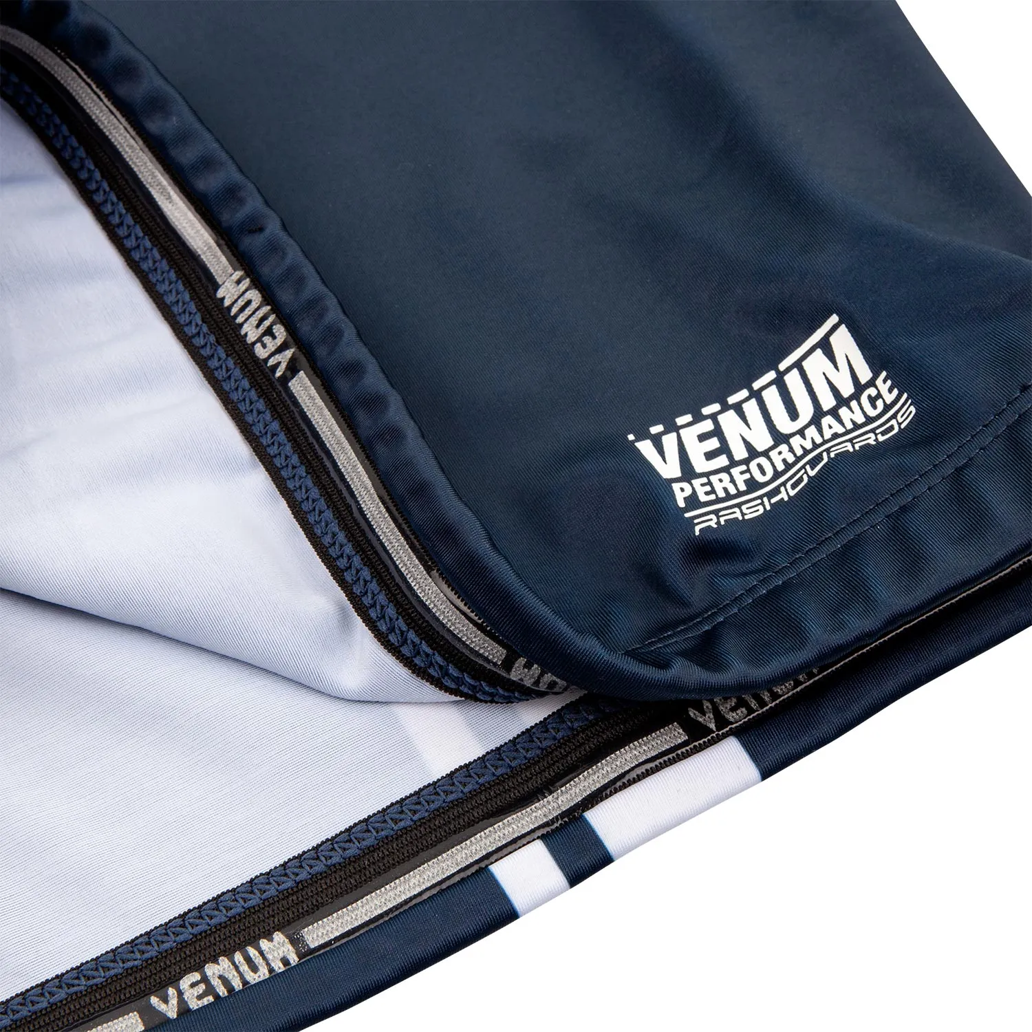 Venum Logos Rashguard - Long Sleeves - Navy Blue/White