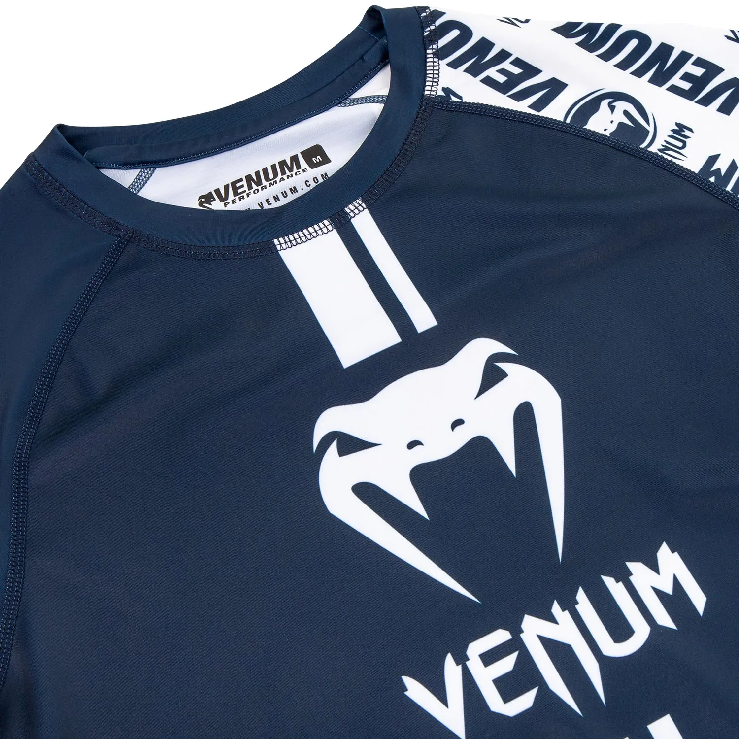 Venum Logos Rashguard - Long Sleeves - Navy Blue/White