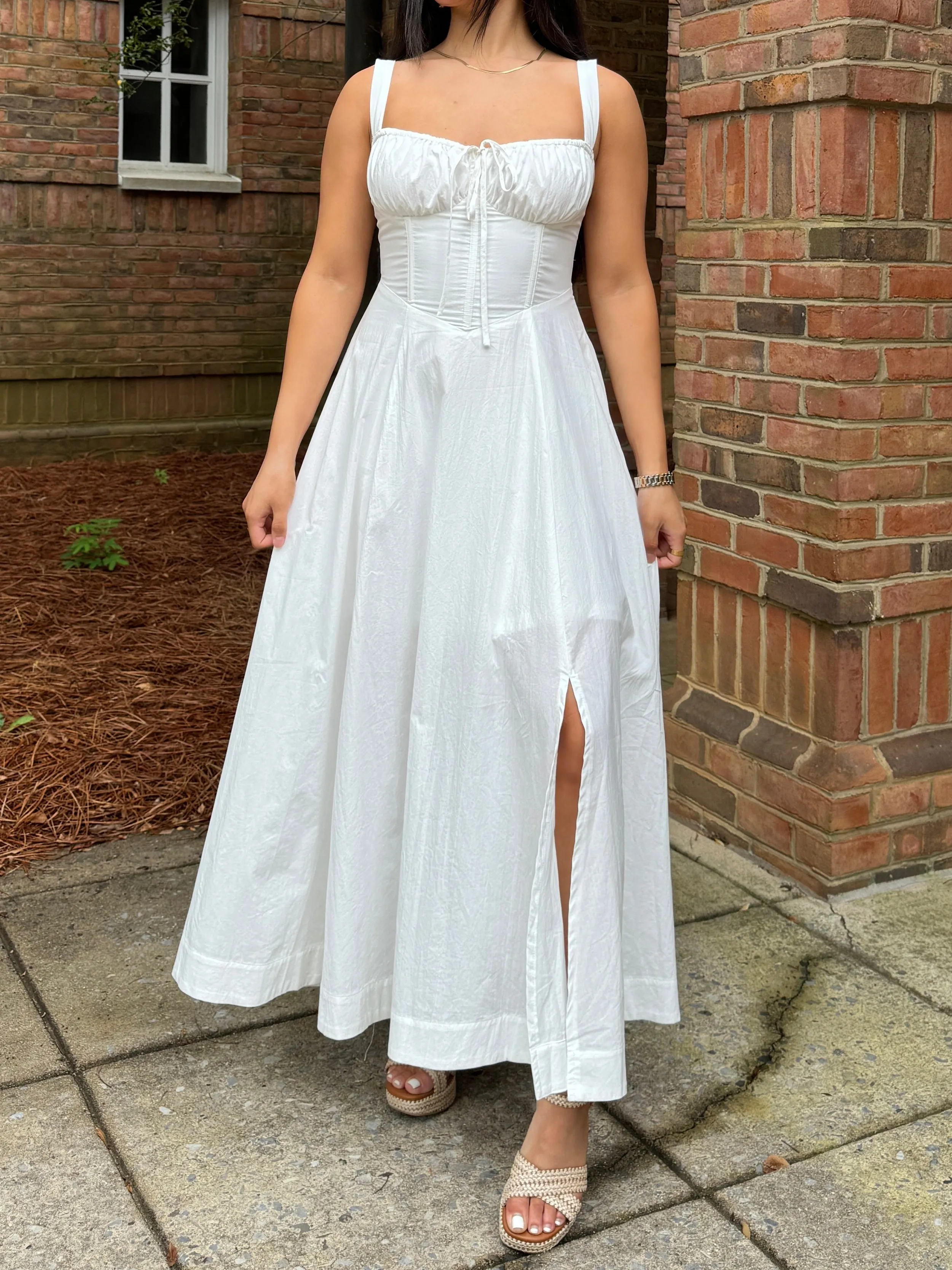 White Corset Midi Dress