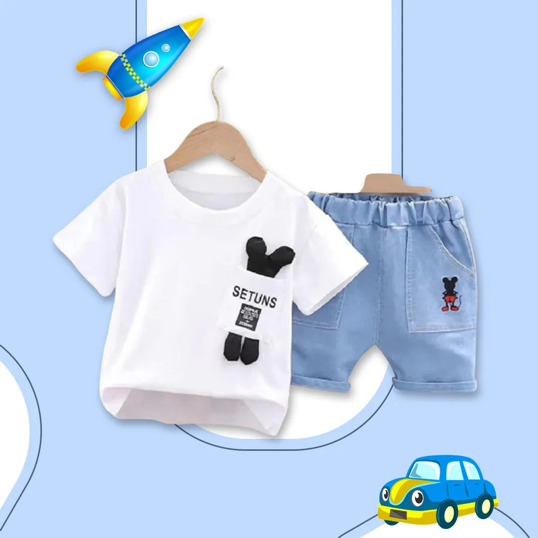 White Mickey Shorts Set