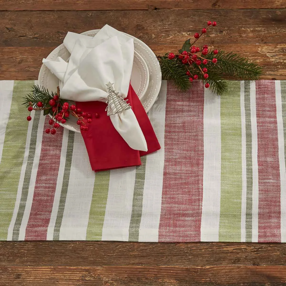 Winter Bliss Stripe Table Runner 72"L Park Designs
