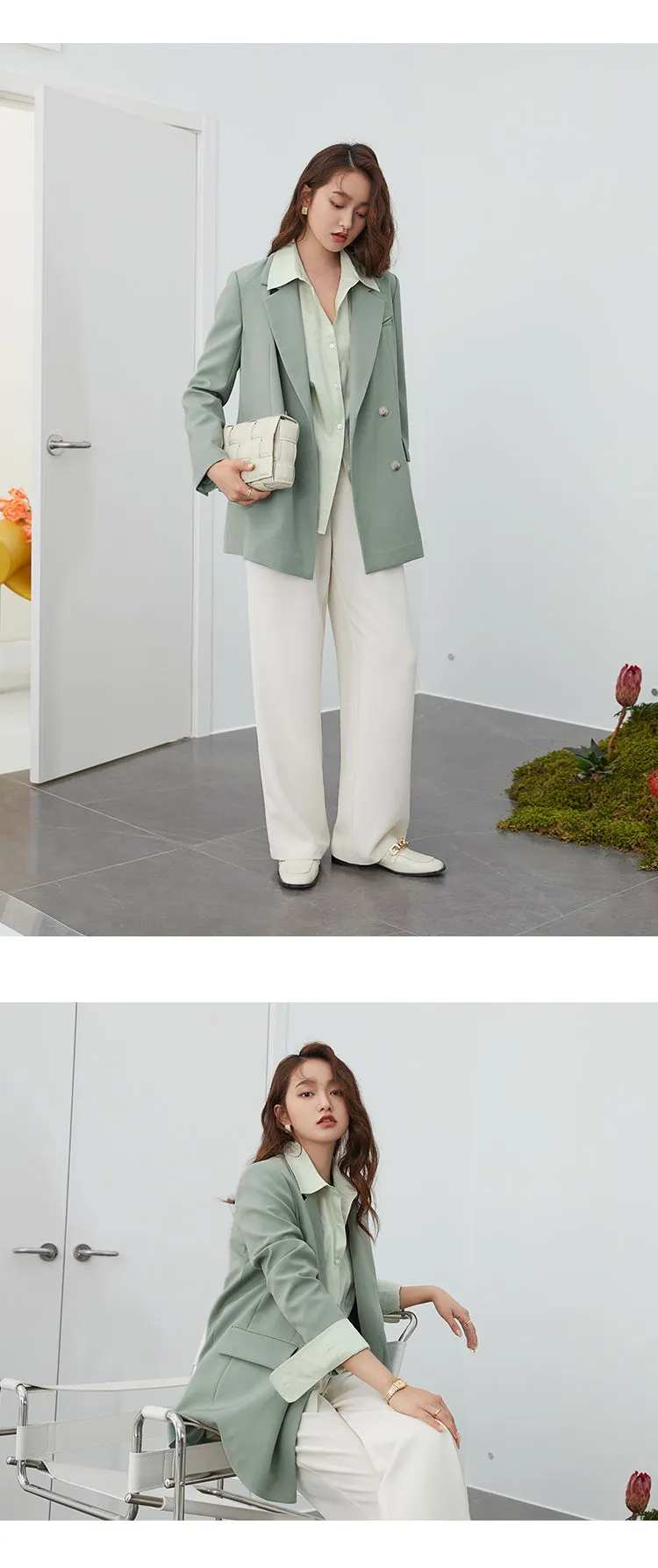Wjczt Office Ladies Casual White Blazer Women Spring Black Oversized Blazer Jacket Female Elegant Business Short Green Coat