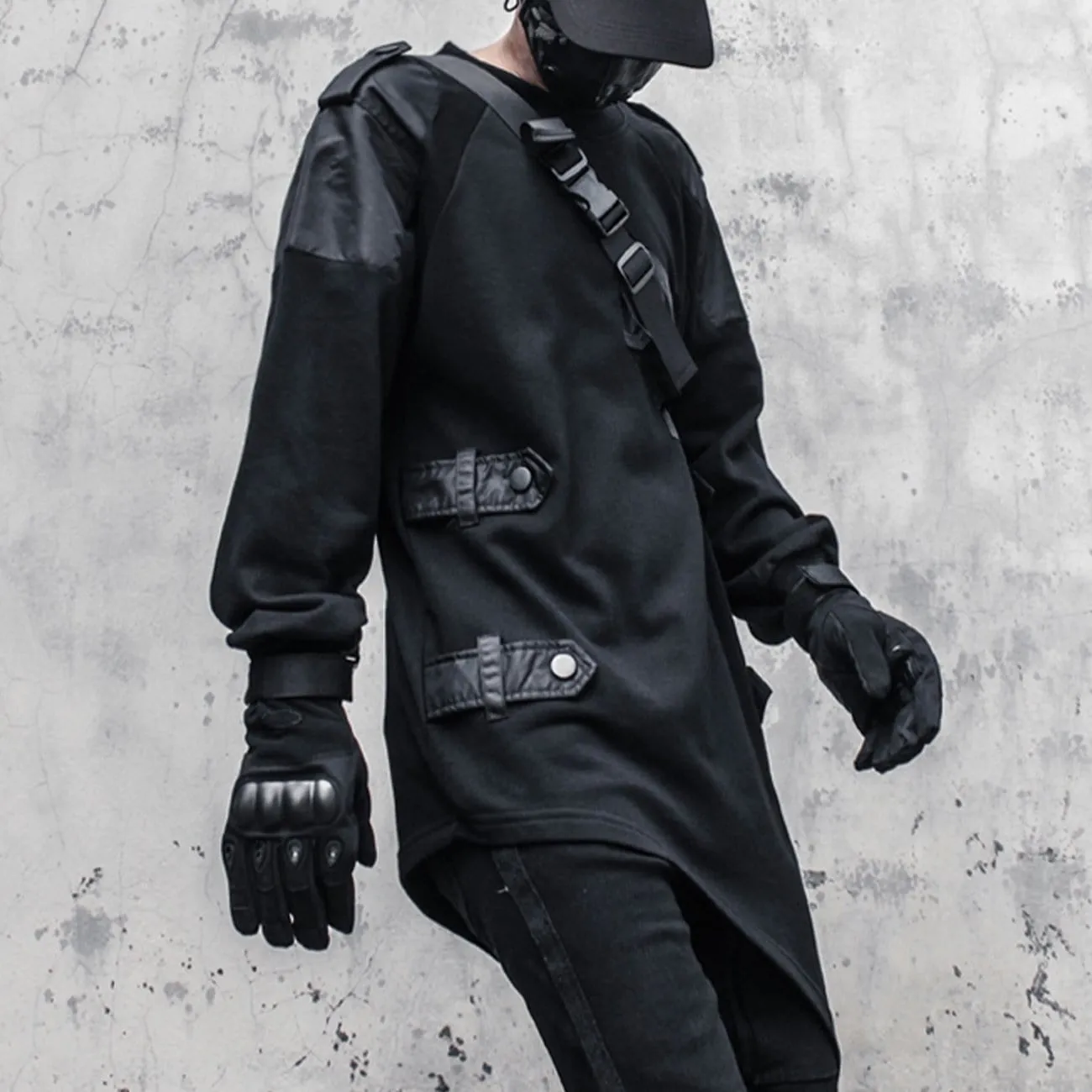 WLS Dark Function Asymmetric Patchwork Sweatshirt