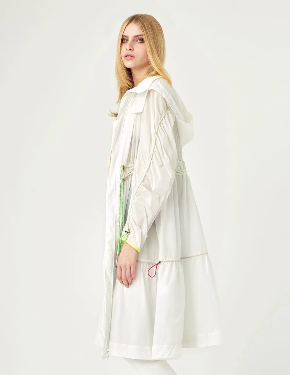 Women Long Sleeves Elongated Hooded Coat