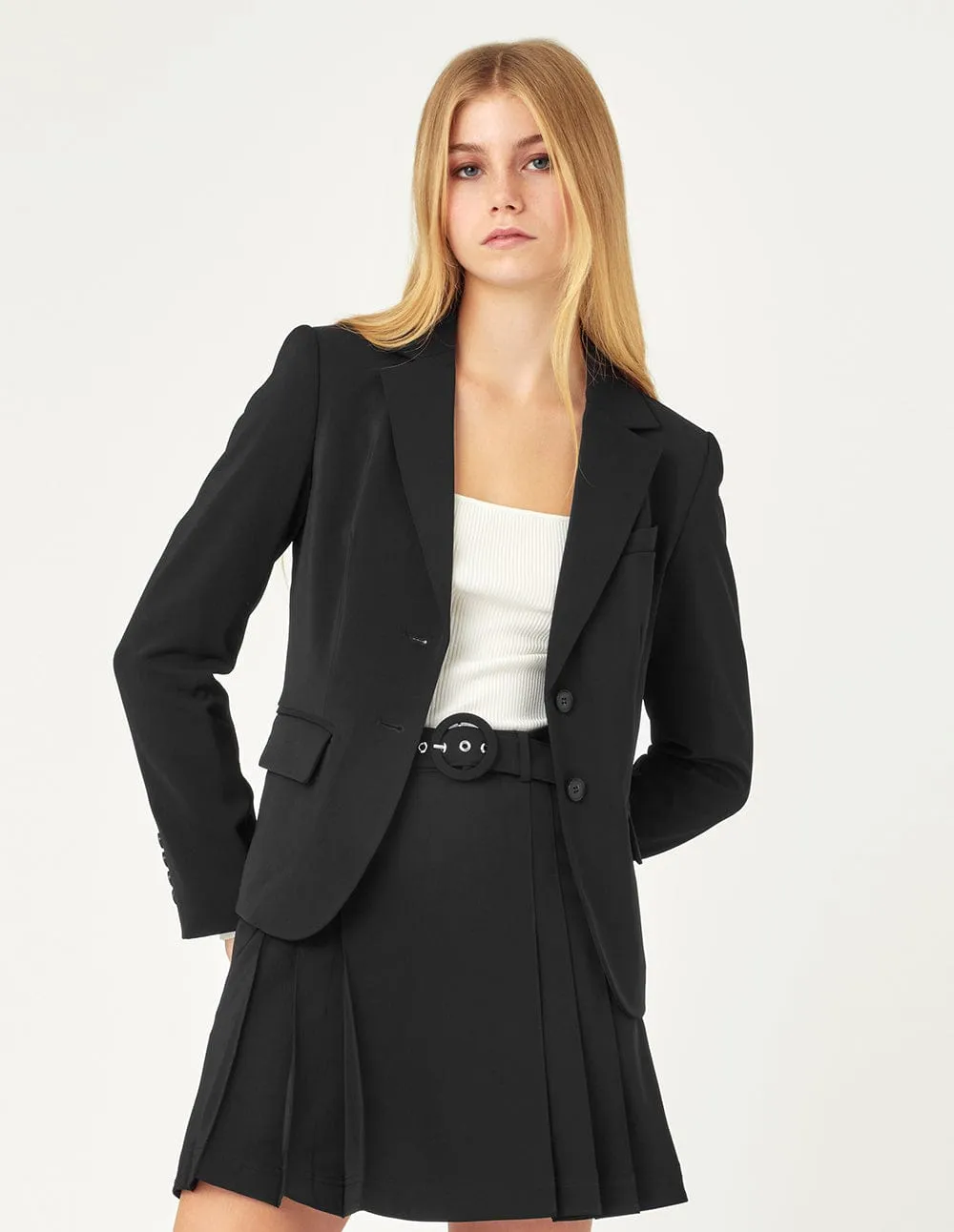 Women Notched Lapel Suit Blazer