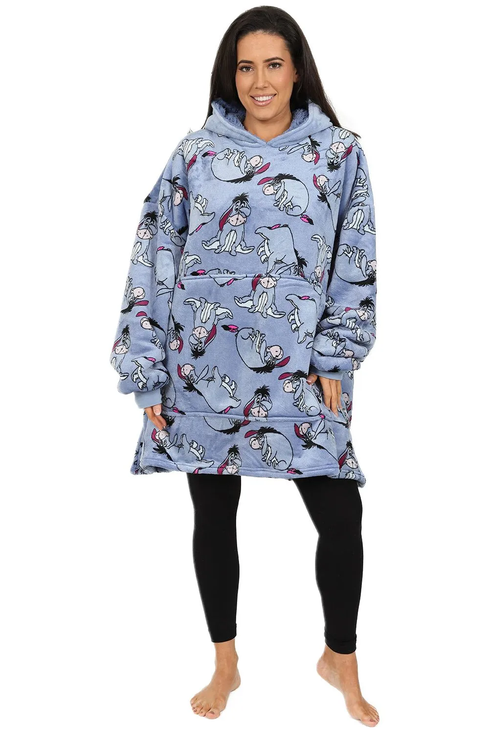 Women's Disney Eeyore Winnie The Pooh Oversized Fleece Blanket Hoodie One Size W23