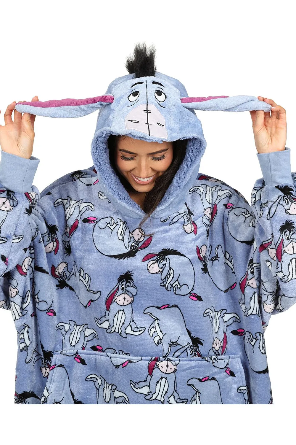 Women's Disney Eeyore Winnie The Pooh Oversized Fleece Blanket Hoodie One Size W23